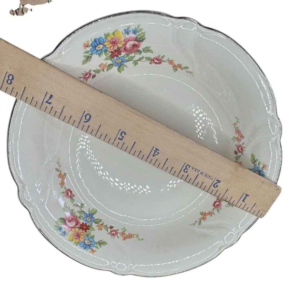 Vintage Taylor Smith Taylor‎ Rose Garden Soup Cereal Bowl Scalloped Edge